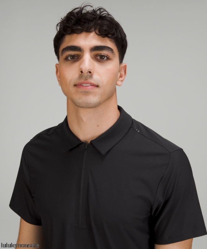 Lululemon Verkauf DELULU754 | Lululemon Deutschland Schwarz Belüftetes Tennispoloshirt Nur Online